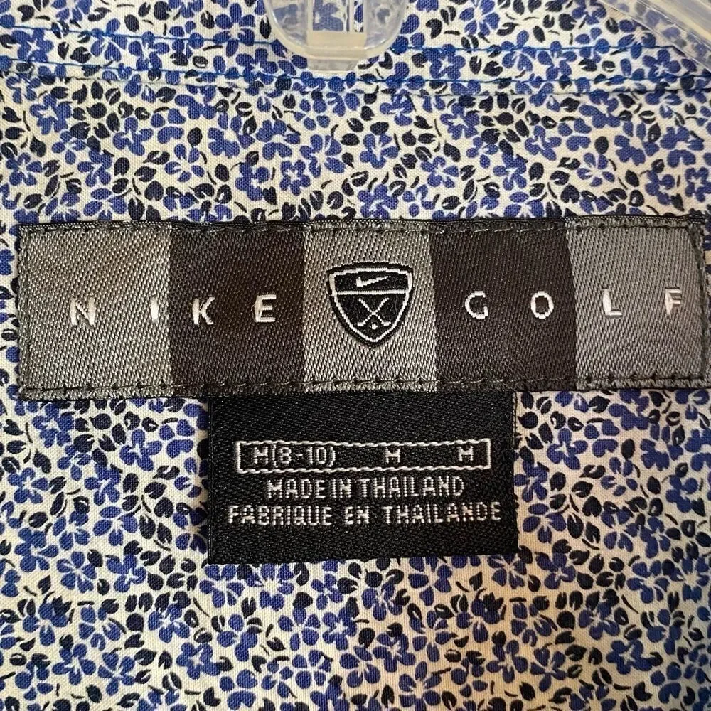 Nike Golf Blue & White Floral Sleeveless Button Up Shirt